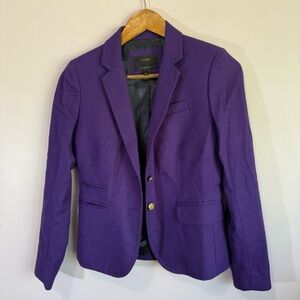 J. Crew Vibrant Purple Schoolboy Wool Gold Button Blazer Size 00